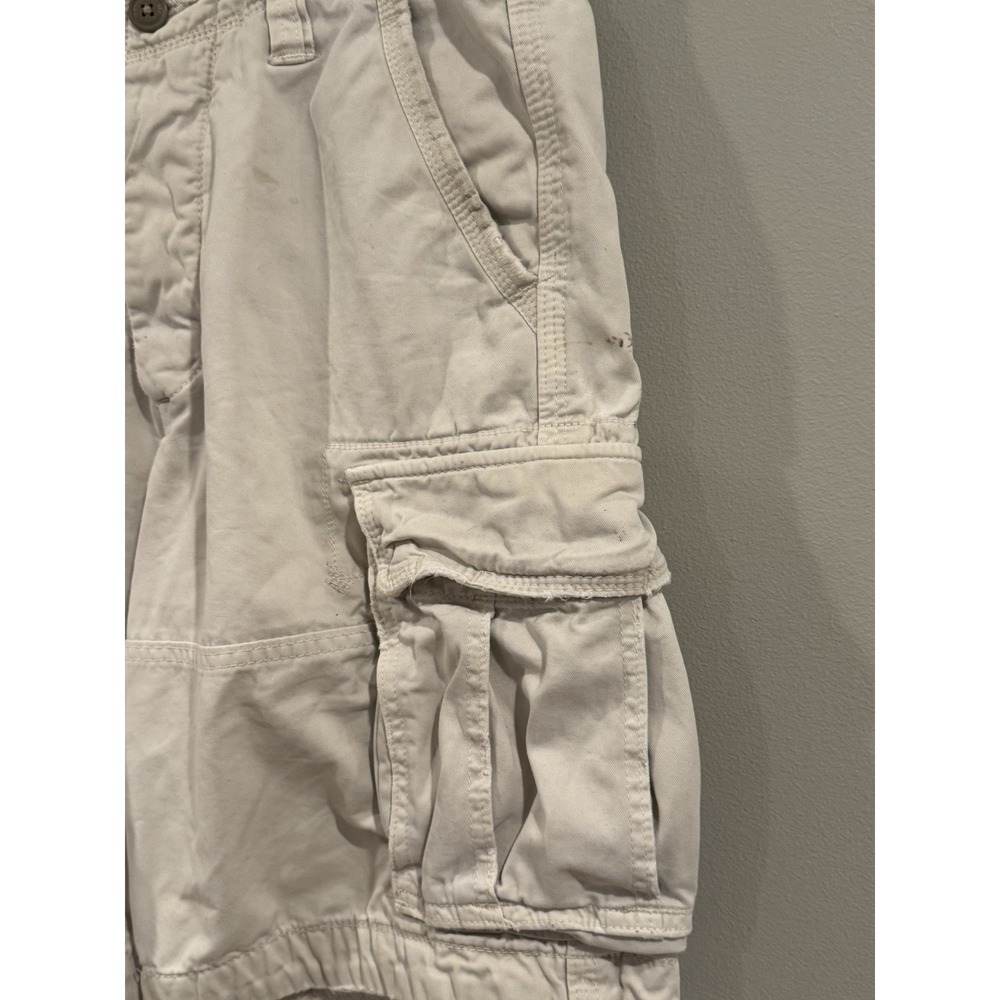Abercrombie & Fitch Cargo Shorts Men 32 Beige Khaki Pocket Button Fly Drawstring - Picture 3 of 7